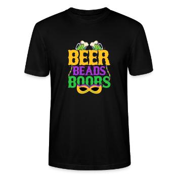 Beer Beads Boobs Mardi Gras Carnival - Stanley/Stella Unisex Bio-T-Shirt CRAFTER - Schwarz - Vorne - Alina (178cm) & Michal (187cm)