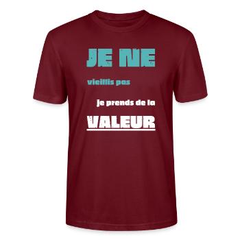 Men's, Women's, Humorous, Humorous T-Shirt Gift - Stanley/Stella CRAFTER Unisex Organic T-Shirt - burgundy - Front - Alina (178cm) & Michal (187cm)