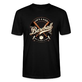 Baseball Life's a Pitch - Stanley/Stella Unisex Bio-T-Shirt CRAFTER - Schwarz - Vorne - Alina (178cm) & Michal (187cm)