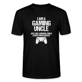 Je suis un oncle de jeu Jeu vidéo drôle de jeu vidéo - T-shirt bio CRAFTER Stanley Stella Unisexe - noir - Devant - Alina (178cm) & Michal (187cm)