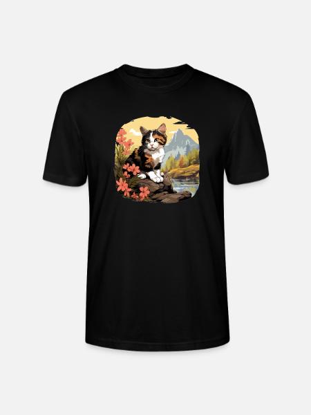 Calico Cat Lucky Cat - Stanley/Stella CRAFTER Unisex Organic T-Shirt - black
