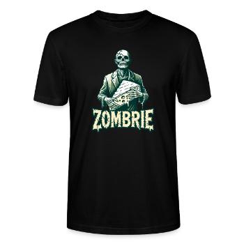 Zombie Zombrie Brie Fromage d’Halloween Zombie - T-shirt bio CRAFTER Stanley Stella Unisexe - noir - Devant - Alina (178cm) & Michal (187cm)