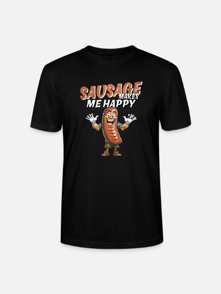 SAUSAGE MAKES ME HAPPY - Stanley/Stella CRAFTER Unisex Organic T-Shirt - black