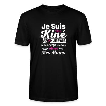Je Suis Kinésithérapeute je fais des miracles - T-shirt bio CRAFTER Stanley Stella Unisexe - noir - Devant - Alina (178cm) & Michal (187cm)