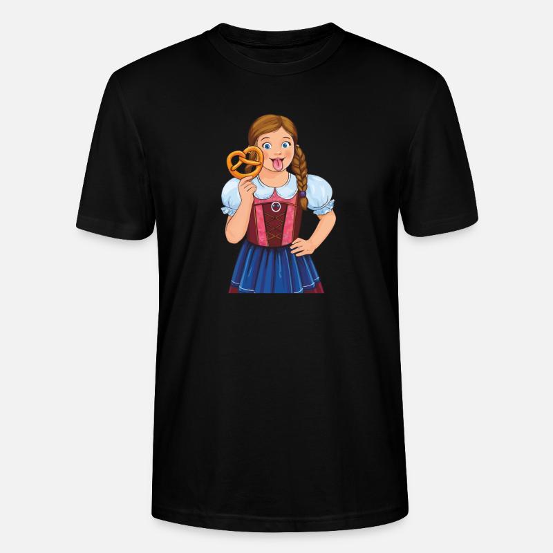 MÄDCHEN DIRNDL BREZEL - Stanley/Stella Unisex Bio-T-Shirt CRAFTER - Schwarz