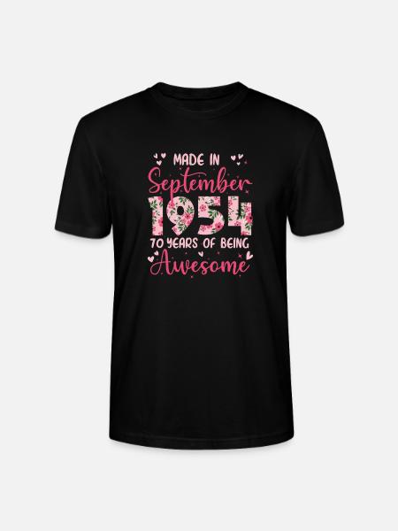 September 1954 Women's 70th Anniversary - Stanley/Stella CRAFTER Unisex Organic T-Shirt - black