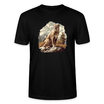 Cougar Berglöwen Berglöwe - Stanley/Stella Unisex Bio-T-Shirt CRAFTER - Schwarz - Vorne - Alina (178cm) & Michal (187cm)