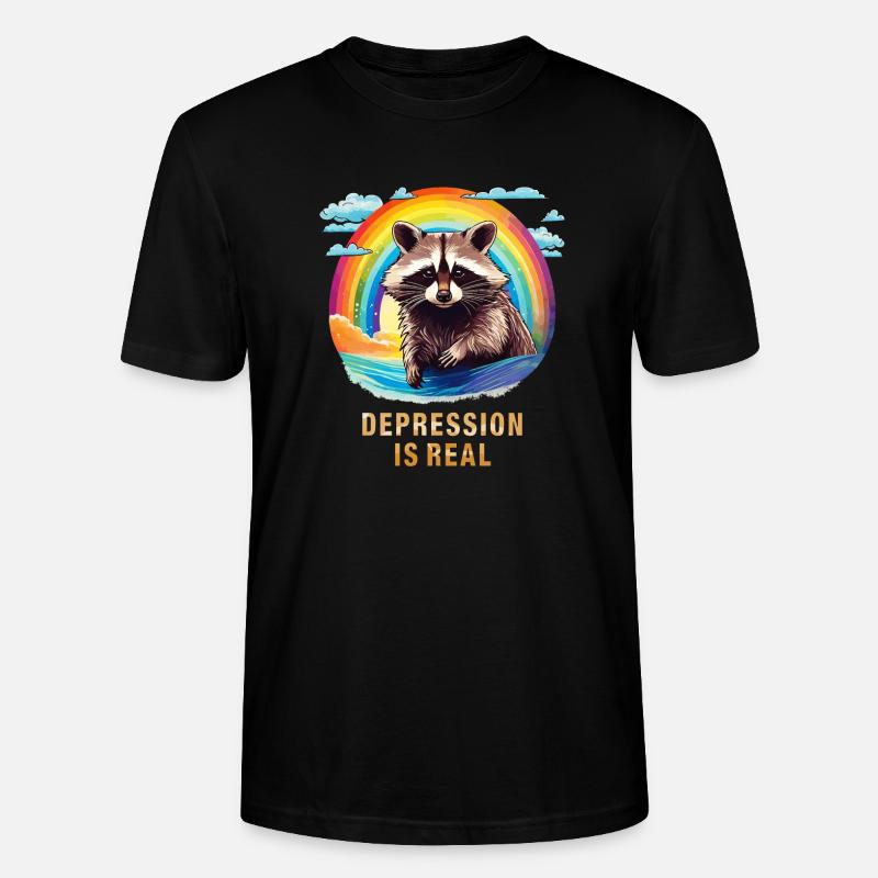 WASCHBÄR DEPRESSION IS REAL - Stanley/Stella Unisex Bio-T-Shirt CRAFTER - Schwarz