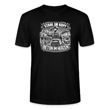 Stahl im Kopf Beton im Herzen - Stanley/Stella Unisex Bio-T-Shirt CRAFTER - Schwarz - Vorne - Alina (178cm) & Michal (187cm)