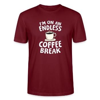 Rente Ruhestand I'm On An Endless Coffee Break - Stanley/Stella Unisex Bio-T-Shirt CRAFTER - Burgunderrot - Vorne - Alina (178cm) & Michal (187cm)
