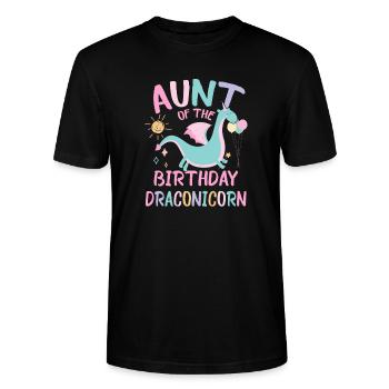 Aunt Of the Birthday Girl Dracon Family Party - Stanley/Stella CRAFTER Unisex Organic T-Shirt - black - Front - Alina (178cm) & Michal (187cm)