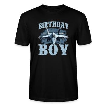Geburtstag Junge Kampfjet Design - Stanley/Stella Unisex Bio-T-Shirt CRAFTER - Schwarz - Vorne - Alina (178cm) & Michal (187cm)