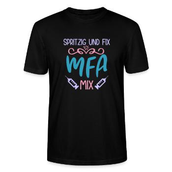 MFA Spritzig & Fix Medizinische Fachangestellte - Stanley/Stella Unisex Bio-T-Shirt CRAFTER - Schwarz - Vorne - Alina (178cm) & Michal (187cm)
