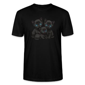 Blaue Augen Drei Katzen - Stanley/Stella Unisex Bio-T-Shirt CRAFTER - Schwarz - Vorne - Alina (178cm) & Michal (187cm)