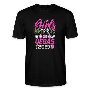 Voyage entre filles Las Vegas 2027 - T-shirt bio CRAFTER Stanley Stella Unisexe - noir - Devant - Alina (178cm) & Michal (187cm)
