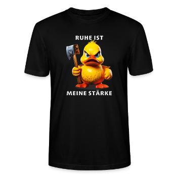 RUHE IST MEINE STÄRKE - Stanley/Stella Unisex Bio-T-Shirt CRAFTER - Schwarz - Vorne - Alina (178cm) & Michal (187cm)