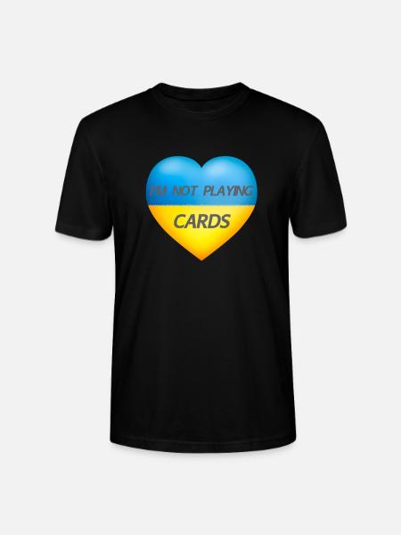 I'M NOT PLAYING CARDS – UKRAINE HEART - Stanley/Stella CRAFTER Unisex Organic T-Shirt - black
