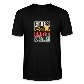 Gym Fitness Workout Bodybuilding Weightlifting - Stanley/Stella CRAFTER Unisex Organic T-Shirt - black - Front - Alina (178cm) & Michal (187cm)