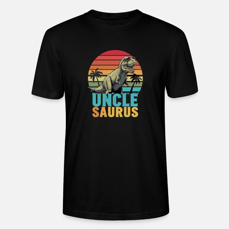 Unclesaurus Retro Dinosaur Motiv mit - Stanley/Stella Unisex Bio-T-Shirt CRAFTER - Schwarz