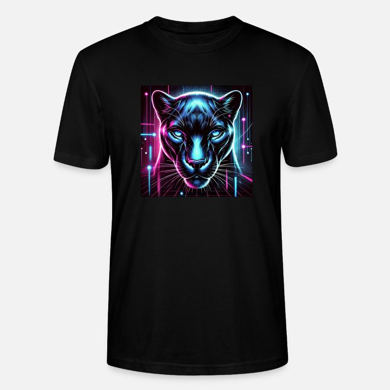 Cyberpunk Panther – Neon Stil - Stanley/Stella Unisex Bio-T-Shirt CRAFTER - Schwarz