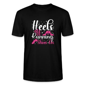 Talons de course des chaussures de course sur un marathonien - T-shirt bio CRAFTER Stanley Stella Unisexe - noir - Devant - Alina (178cm) & Michal (187cm)