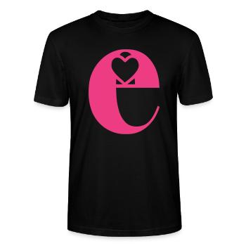 Buchstabe e Anfangsbuchstabe mit Herz - Stanley/Stella Unisex Bio-T-Shirt CRAFTER - Schwarz - Vorne - Alina (178cm) & Michal (187cm)