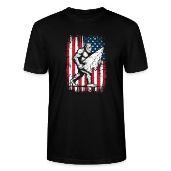 Bigfoot Arrowhead Pfeilspitzen US Flagge - Stanley/Stella Unisex Bio-T-Shirt CRAFTER - Schwarz - Vorne - Alina (178cm) & Michal (187cm)