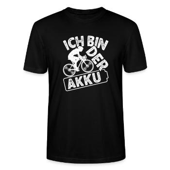 Radfahrer ICH BIN DER AKKU Radeln Lustiges - Stanley/Stella Unisex Bio-T-Shirt CRAFTER - Schwarz - Vorne - Alina (178cm) & Michal (187cm)