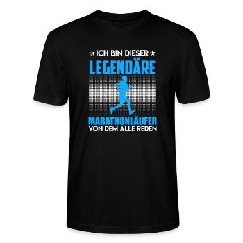 Läufer ICH BIN DIESER LEGENDÄRE MARATHONLÄUFER - Stanley/Stella Unisex Bio-T-Shirt CRAFTER - Schwarz - Vorne - Alina (178cm) & Michal (187cm)