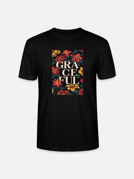 Grauevolle Blumenmuster Kunstwerk - Stanley/Stella Unisex Bio-T-Shirt CRAFTER - Schwarz