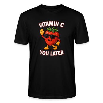 Lustige Erdbeere Vitamin C Obst Früchte - Stanley/Stella Unisex Bio-T-Shirt CRAFTER - Schwarz - Vorne - Alina (178cm) & Michal (187cm)