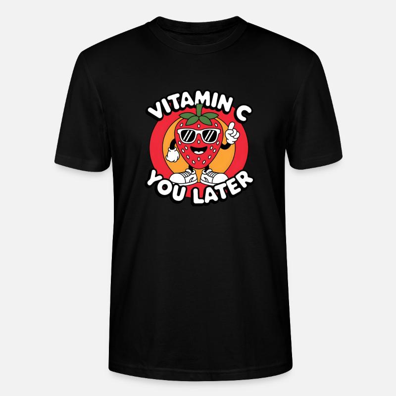 Vitamin C Obst Lustige Erdbeere - Stanley/Stella Unisex Bio-T-Shirt CRAFTER - Schwarz