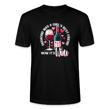 Valentinstag Diamond Was A Girls Best Friend Wein - Stanley/Stella Unisex Bio-T-Shirt CRAFTER - Schwarz - Vorne - Alina (178cm) & Michal (187cm)