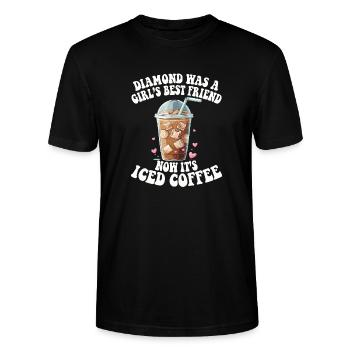 Iced Coffee Freundin Ehefrau Valentinstag - Stanley/Stella Unisex Bio-T-Shirt CRAFTER - Schwarz - Vorne - Alina (178cm) & Michal (187cm)