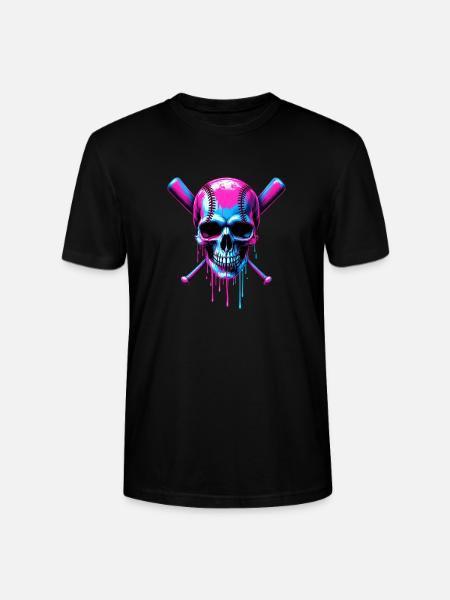 Baseball Skull Baseball Bat - Stanley/Stella CRAFTER Unisex Organic T-Shirt - black