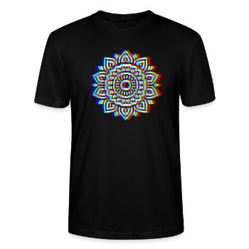 Glitch Mandala – Spirit Design - Stanley/Stella Unisex Bio-T-Shirt CRAFTER - Schwarz - Vorne - Alina (178cm) & Michal (187cm)