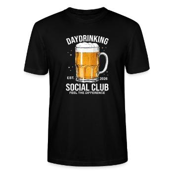 Daydrinking Social Club Bier 2026 - Stanley/Stella Unisex Bio-T-Shirt CRAFTER - Schwarz - Vorne - Alina (178cm) & Michal (187cm)