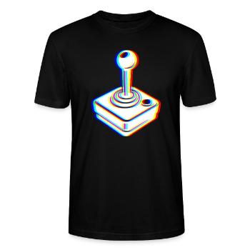 Glitch Joystick – Retro Gaming - Stanley/Stella CRAFTER Unisex Organic T-Shirt - black - Front - Alina (178cm) & Michal (187cm)