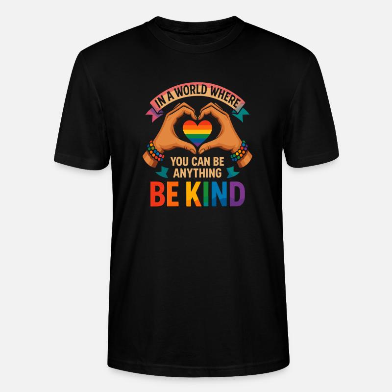 Be Kind - Regenbogenherz Design - Stanley/Stella Unisex Bio-T-Shirt CRAFTER - Schwarz