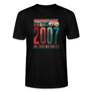 Geburtstag 2007 Jahrgang August Retro Geschenk - Stanley/Stella Unisex Bio-T-Shirt CRAFTER - Schwarz - Vorne - Alina (178cm) & Michal (187cm)