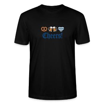 Brezel, Bier, Bayern, Cheers- Volksfest design - Stanley/Stella Unisex Bio-T-Shirt CRAFTER - Schwarz - Vorne - Alina (178cm) & Michal (187cm)