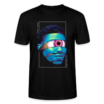 Visage Trippy Techno Psytrance EDM Rave Festival - T-shirt bio CRAFTER Stanley Stella Unisexe - noir - Devant - Alina (178cm) & Michal (187cm)