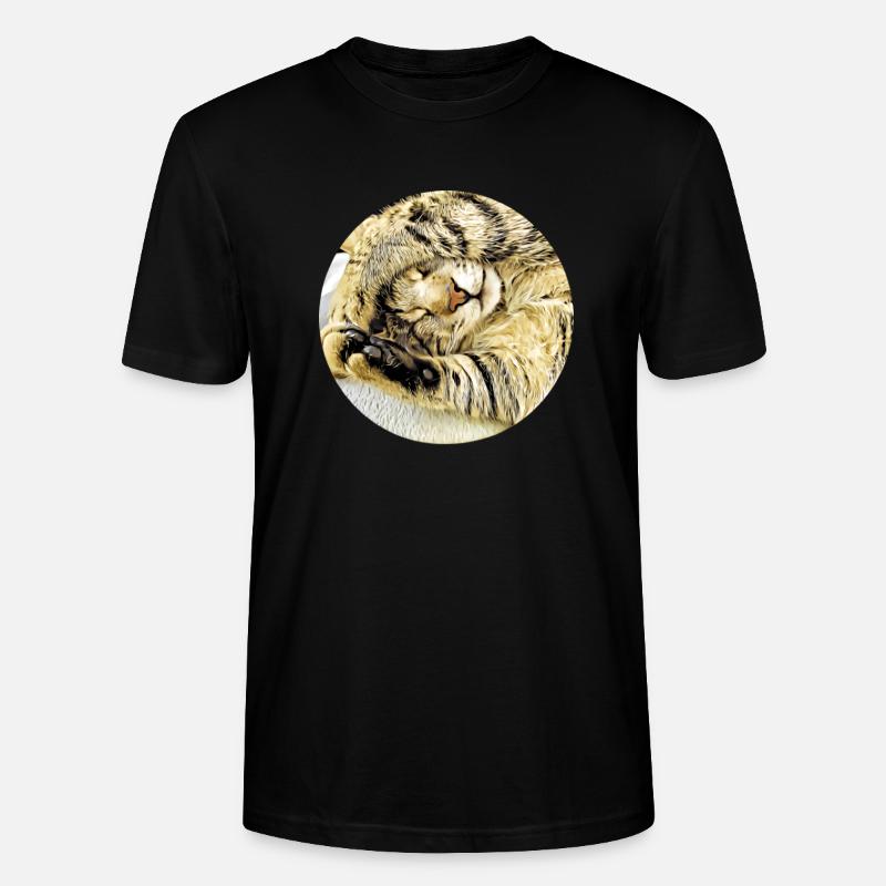 Pummelig schlafende Tabby-Katze - Stanley/Stella Unisex Bio-T-Shirt CRAFTER - Schwarz