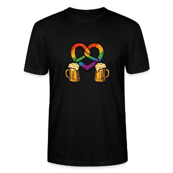 Bretzel arc-en-ciel - T-shirt bio CRAFTER Stanley Stella Unisexe - noir - Devant - Alina (178cm) & Michal (187cm)