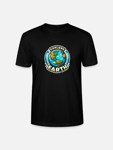 Explore Earth - Earth Illustration - Stanley/Stella CRAFTER Unisex Organic T-Shirt - black