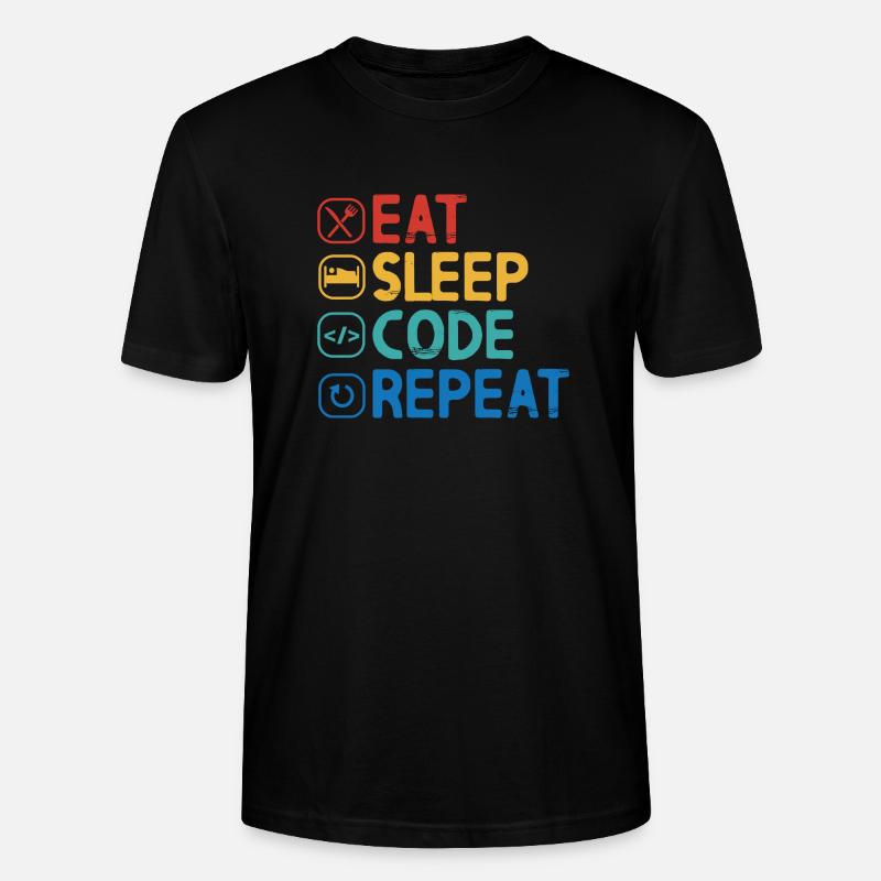 Répéter le code Eat Sleep - T-shirt bio CRAFTER Stanley Stella Unisexe - noir