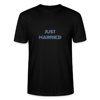 Just Married - frisch verheiratet - Shirt - Stanley/Stella Unisex Bio-T-Shirt CRAFTER - Schwarz - Vorne - Alina (178cm) & Michal (187cm)