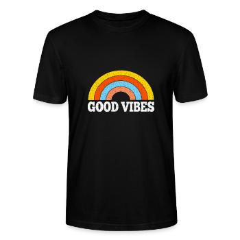retro good vibes - Stanley/Stella Unisex Bio-T-Shirt CRAFTER - Schwarz - Vorne - Alina (178cm) & Michal (187cm)