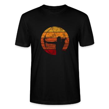 Bogenschießen Schießsport Vintage Retro Geschenk - Stanley/Stella Unisex Bio-T-Shirt CRAFTER - Schwarz - Vorne - Alina (178cm) & Michal (187cm)