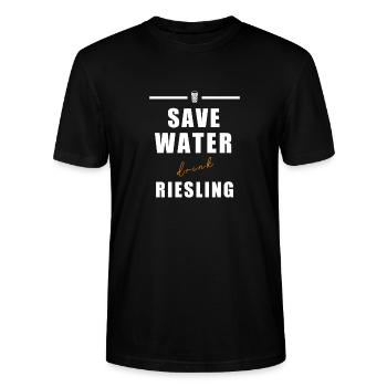 Pfälzer Winzer Schorle Riesling Weinstraße Pfalz - Stanley/Stella Unisex Bio-T-Shirt CRAFTER - Schwarz - Vorne - Alina (178cm) & Michal (187cm)